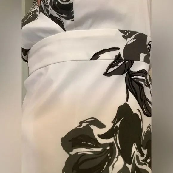 🌼 Ann Taylor Black & White Floral Sundress – Bow Back – Size 8P - Picture 5 of 6